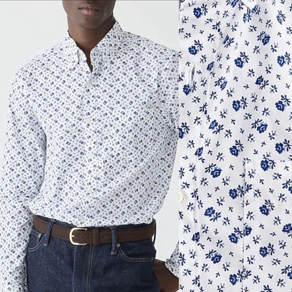 NWT J. Crew Tall Secret Wash Cotton Poplin Button Down Shirt Amsterdam Floral MT - Picture 1 of 6